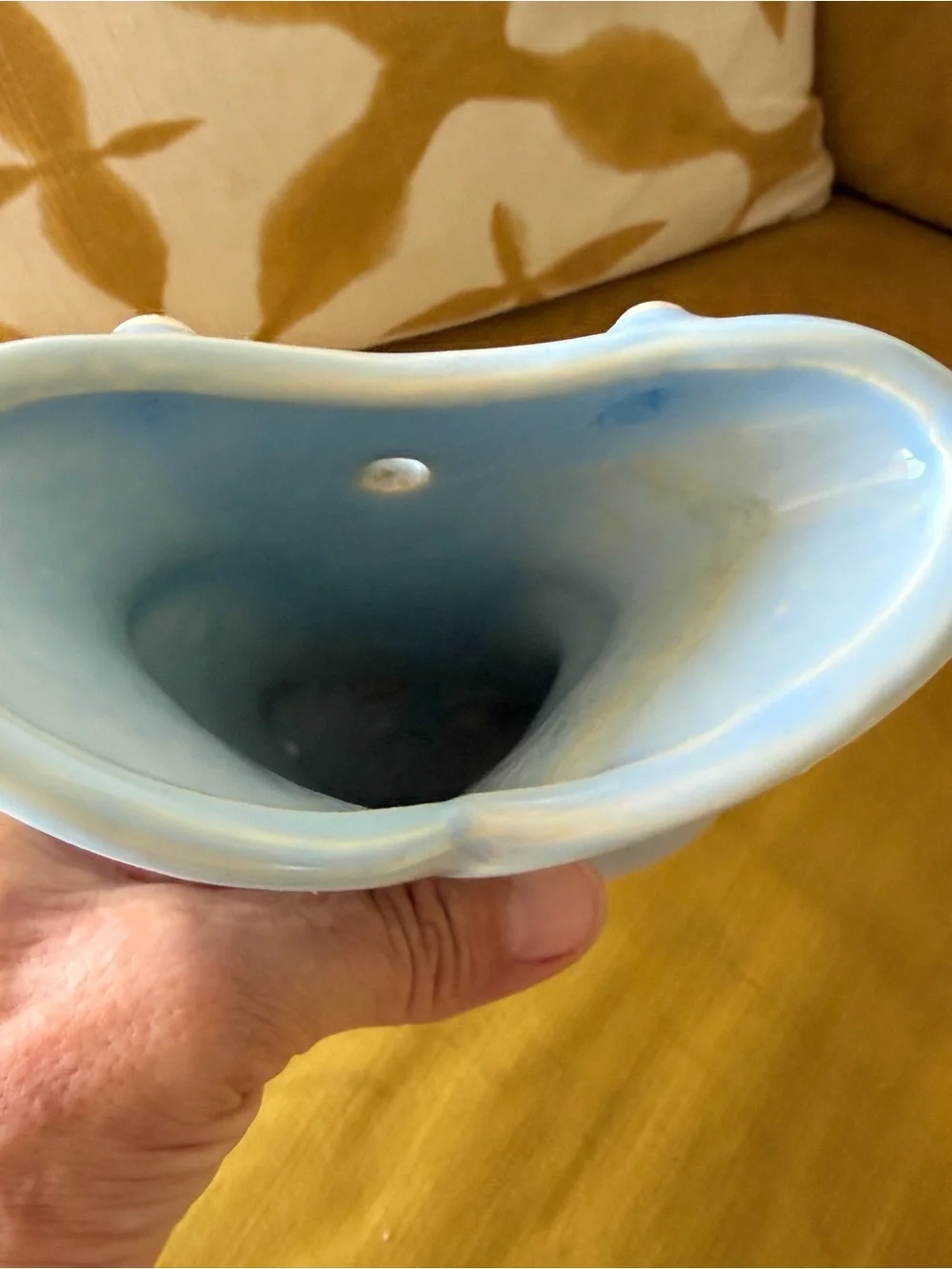 Vintage Ceramic Bird Wall Pocket in Light Blue